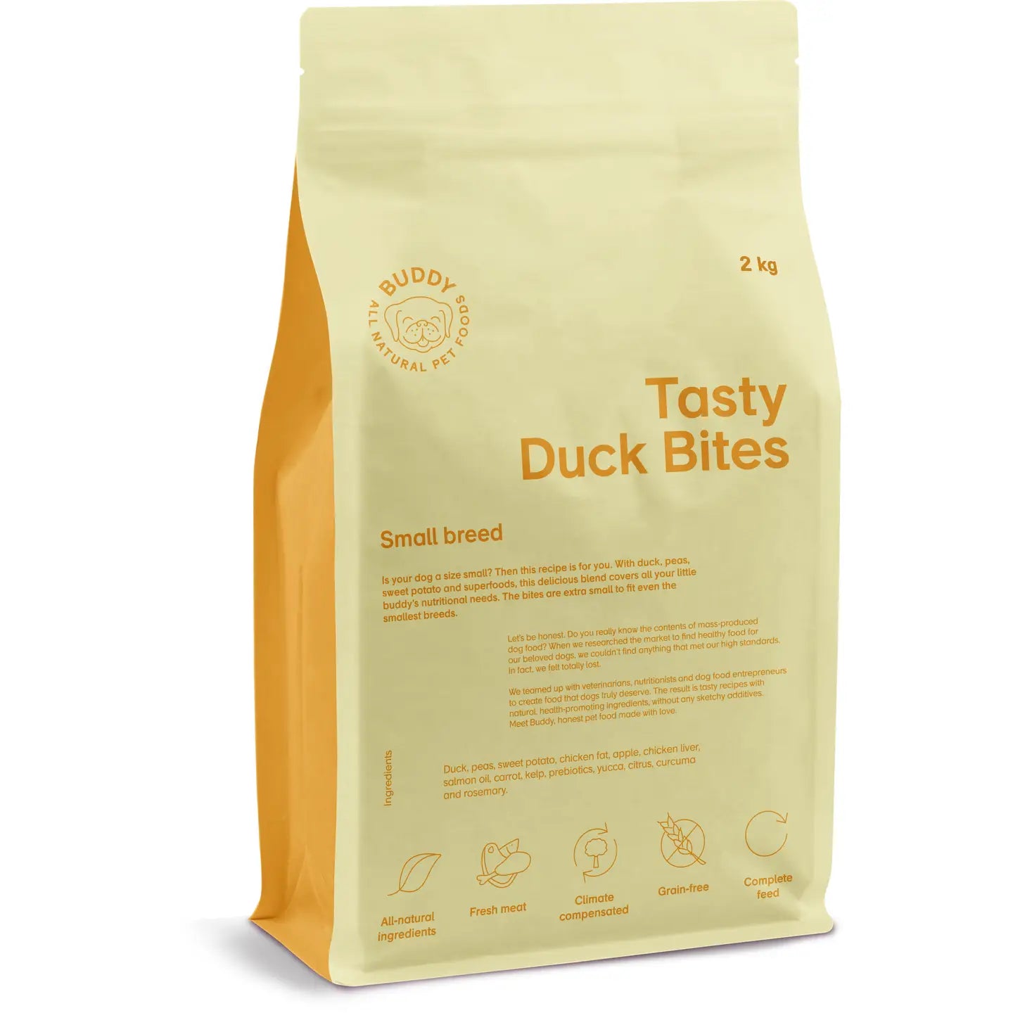 Buddy Natural Dog Dry Food - Tasty Duck Bites 2 Kgs