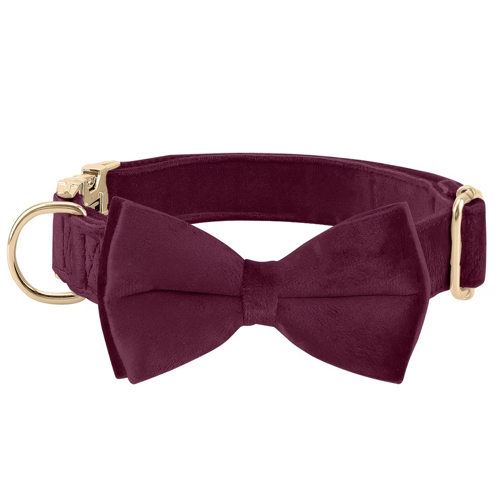 Velvet Dog Collar with Bowtie