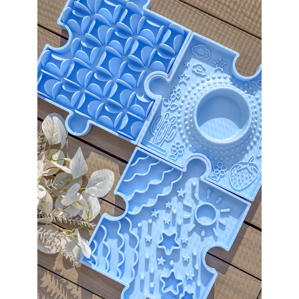 Puzzle Slow Bowl – Sky | Modular Enrichment & Slow-Feeding Dog Bowl