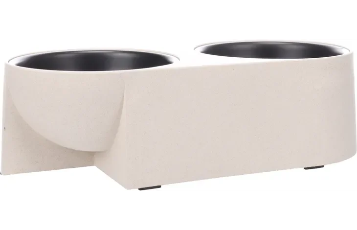 Beige & Black Feeding and Drinking Bowl Duo