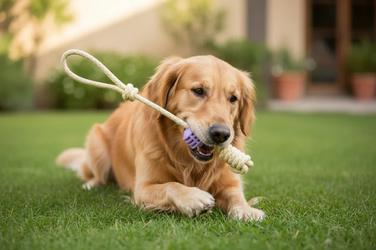 Flamingo Pull Rope With Tpr Ball And Knots Twist
