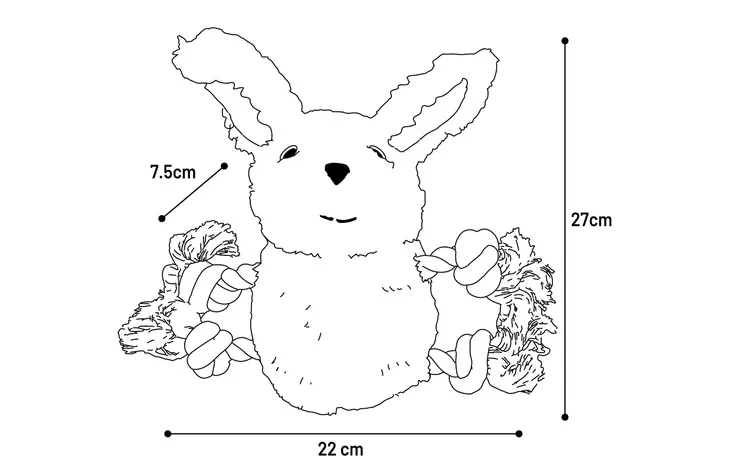 Rozette speelgoedkonijn met touwtje, roze 