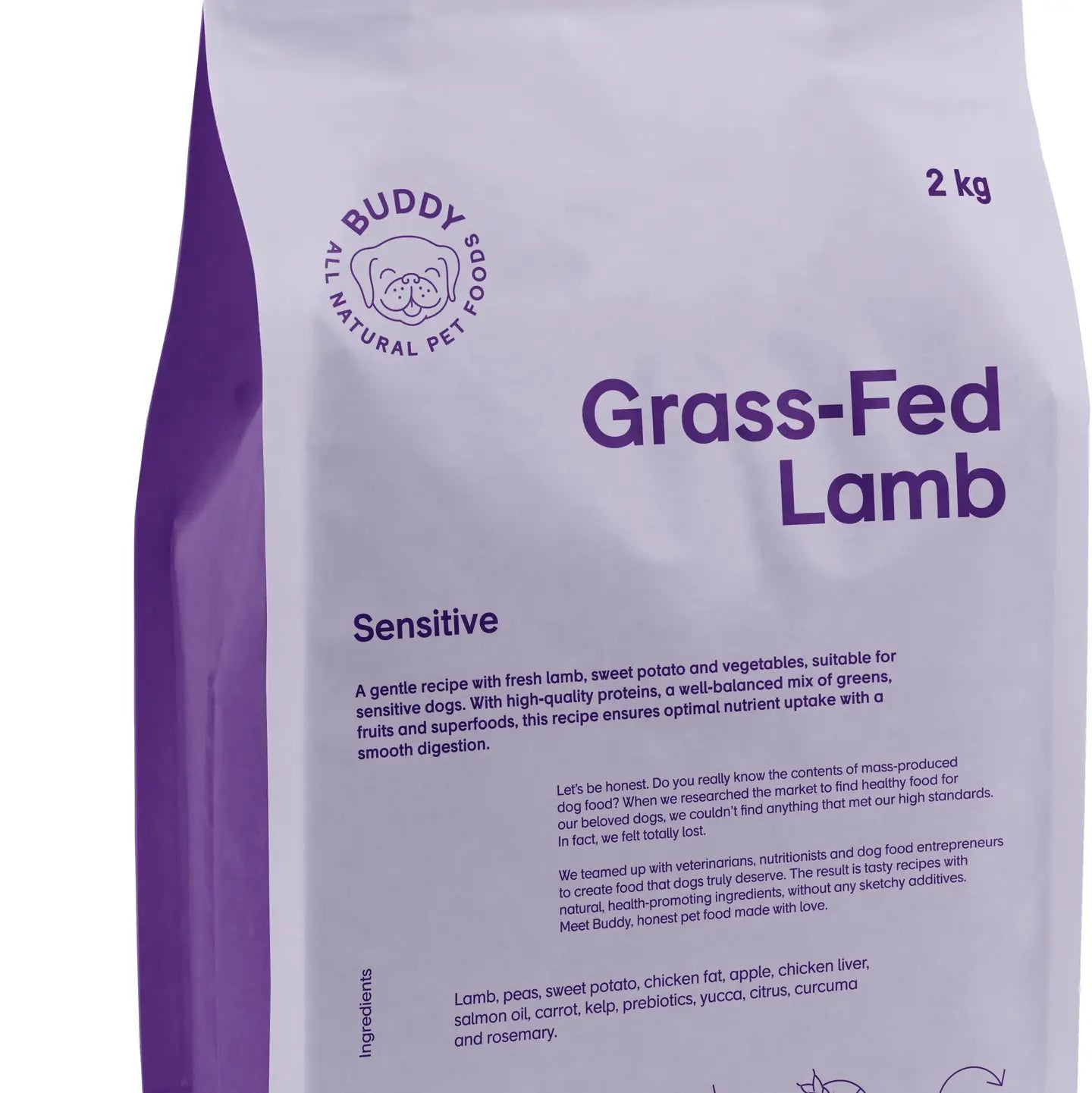 Buddy Natural Dog Dry Food -  Grass-Fed Lamb 2 Kg