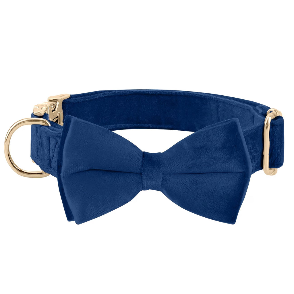 Velvet Dog Collar with Bowtie