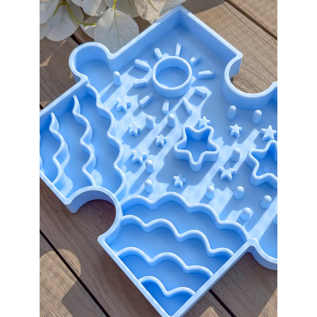 Puzzle Slow Bowl – Sky | Modular Enrichment & Slow-Feeding Dog Bowl