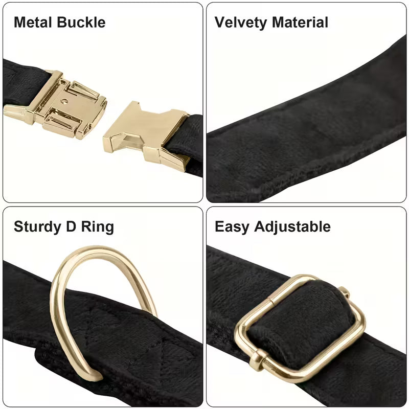 Velvet Dog Collar with Bowtie