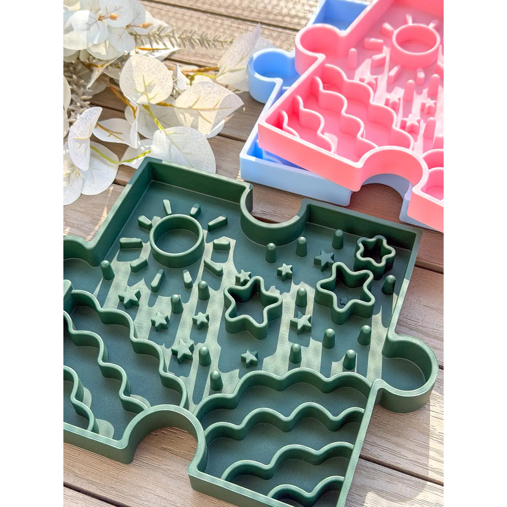 Puzzle Slow Bowl – Sky | Modular Enrichment & Slow-Feeding Dog Bowl